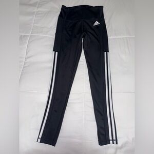 adidas Black Leggings with White Side Stripes
